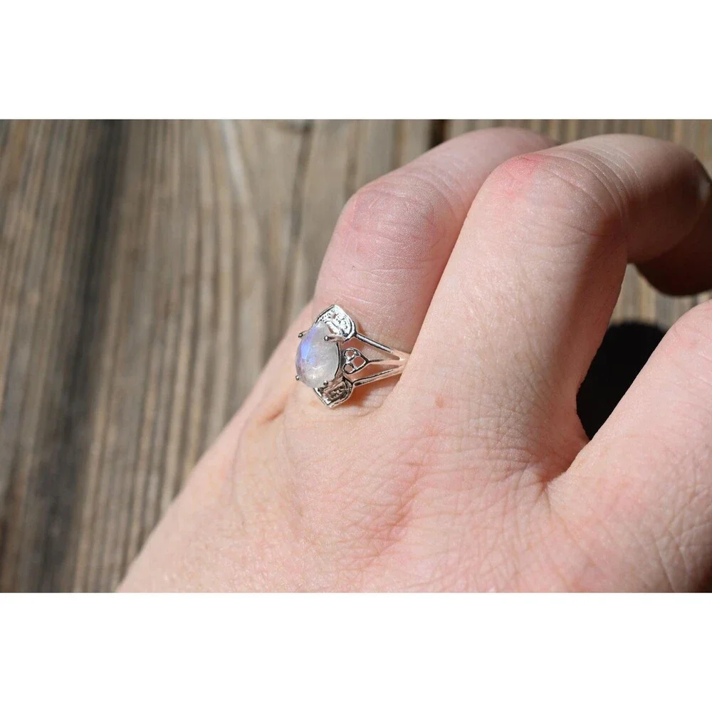 Engagement ring Moonstone sterling silver ring American made